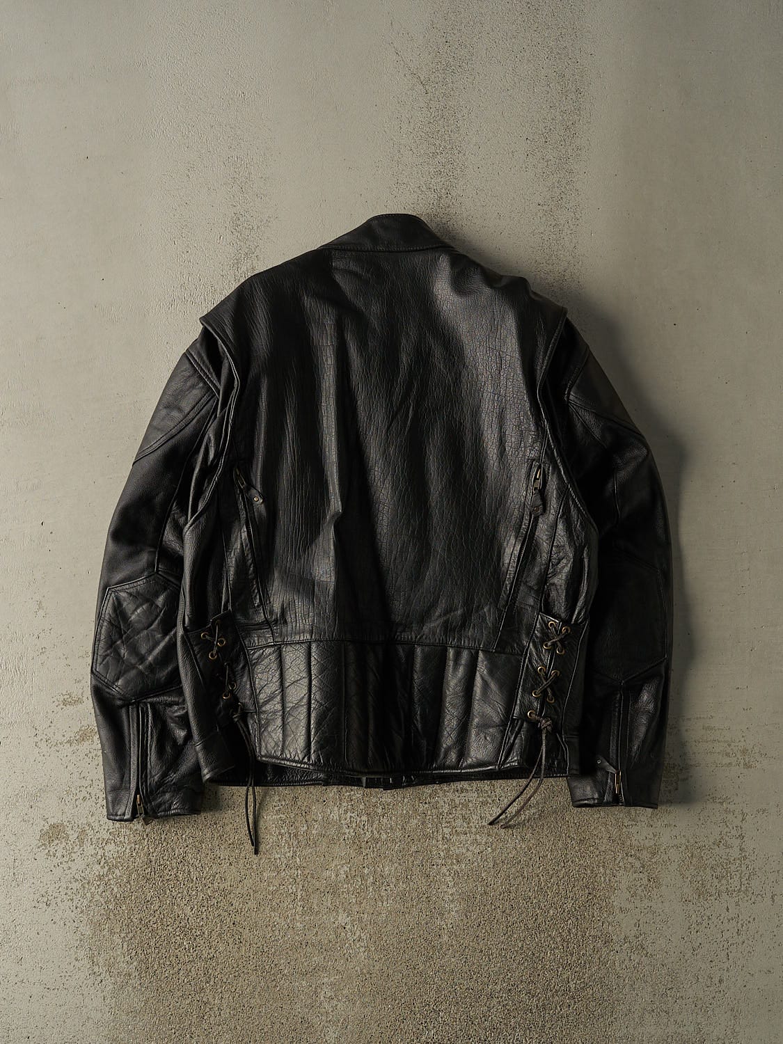 Vintage 90s Black Moto Biker Leather Jacket (XL)