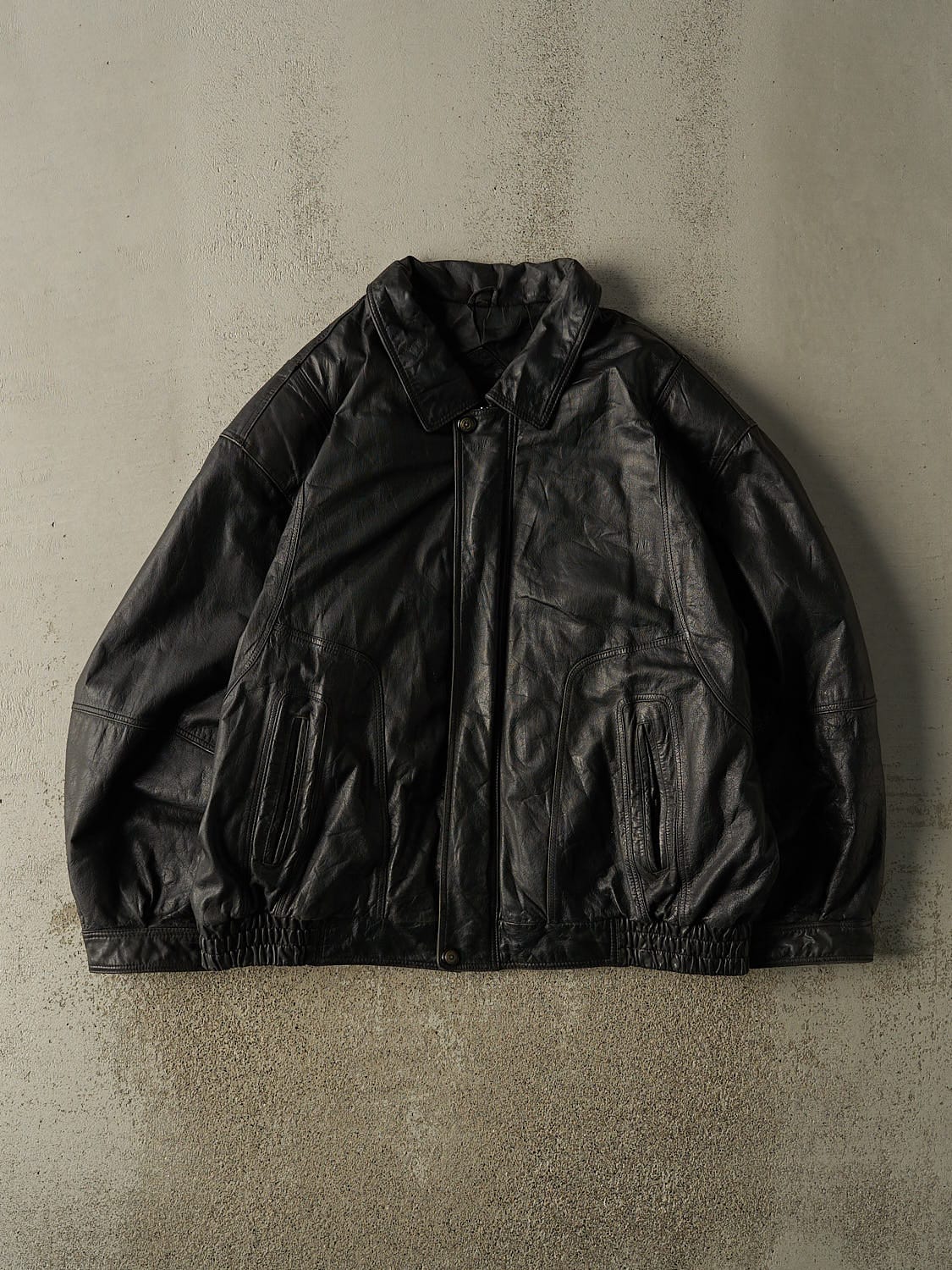 Vintage 90s Black Moores Leather Bomber Jacket (XL/XXL)