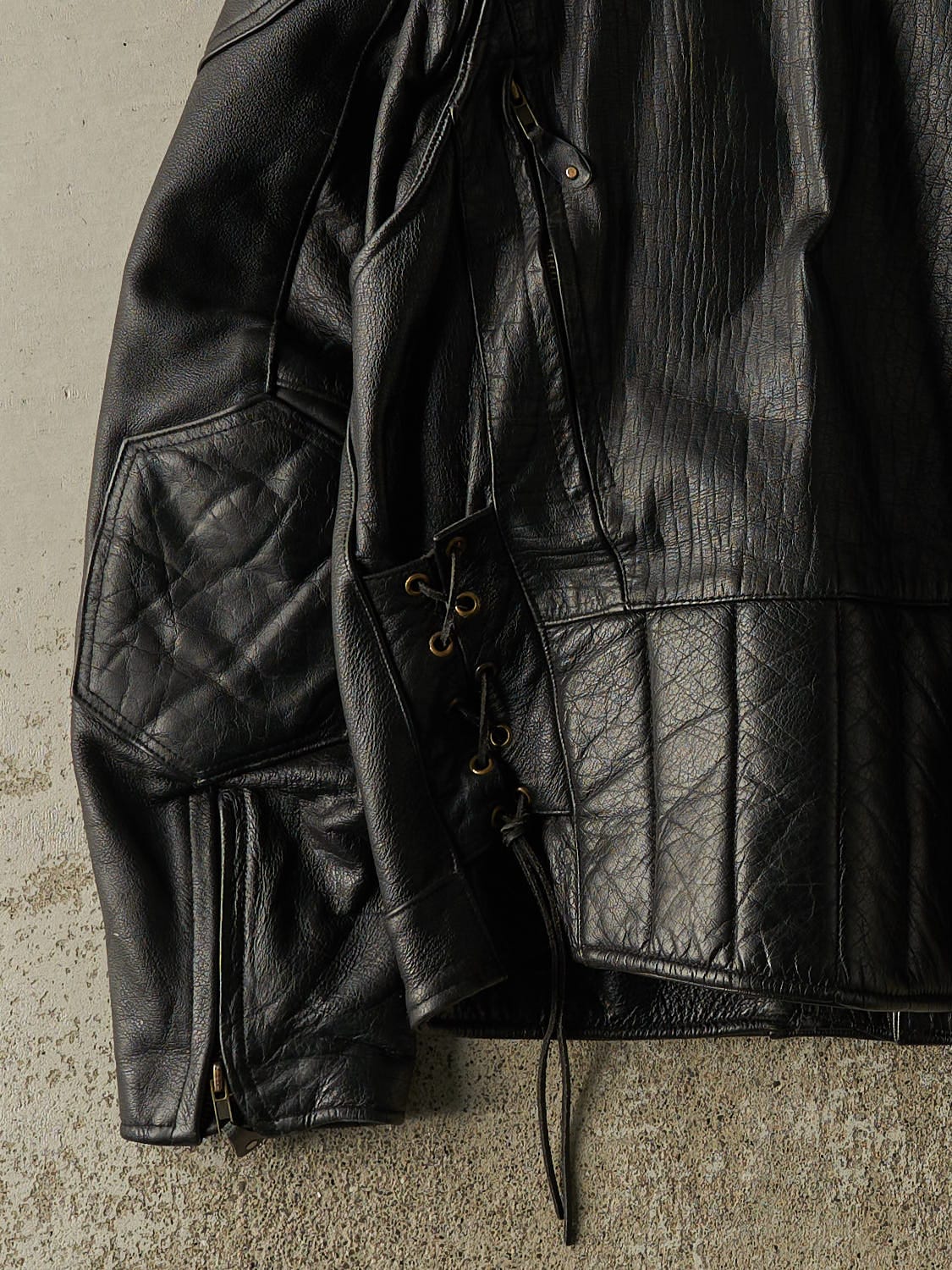 Vintage 90s Black Moto Biker Leather Jacket (XL)