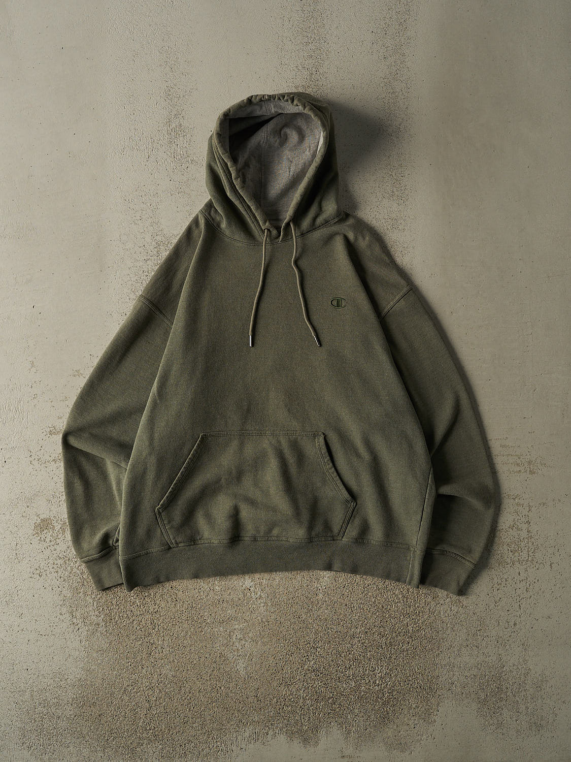 Vintage Y2K Sun Faded Green Champion Embroidered Hoodie (XXL)