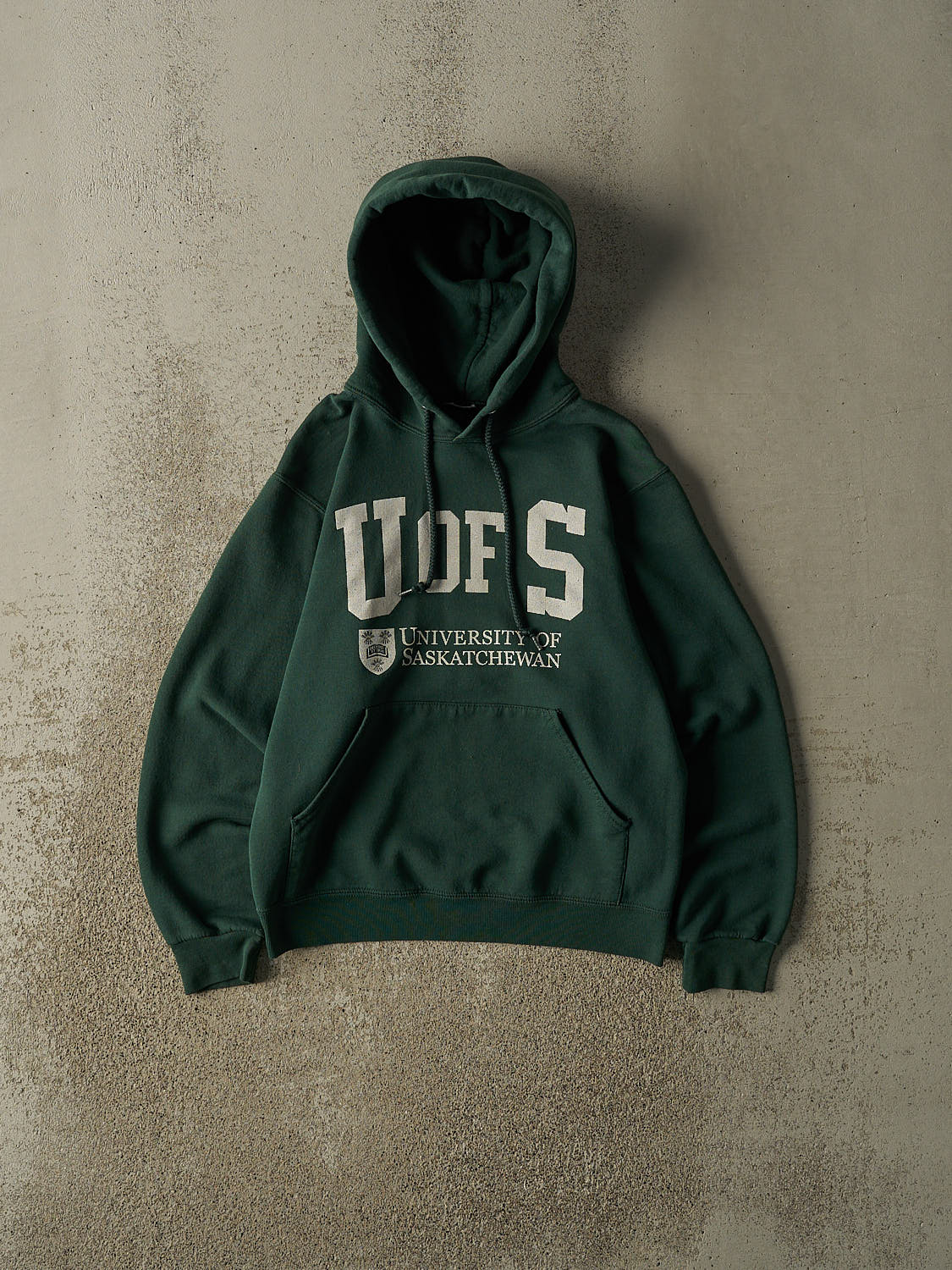 Vintage 90s Green University of Saskatchewan Hoodie (XXS/XS)