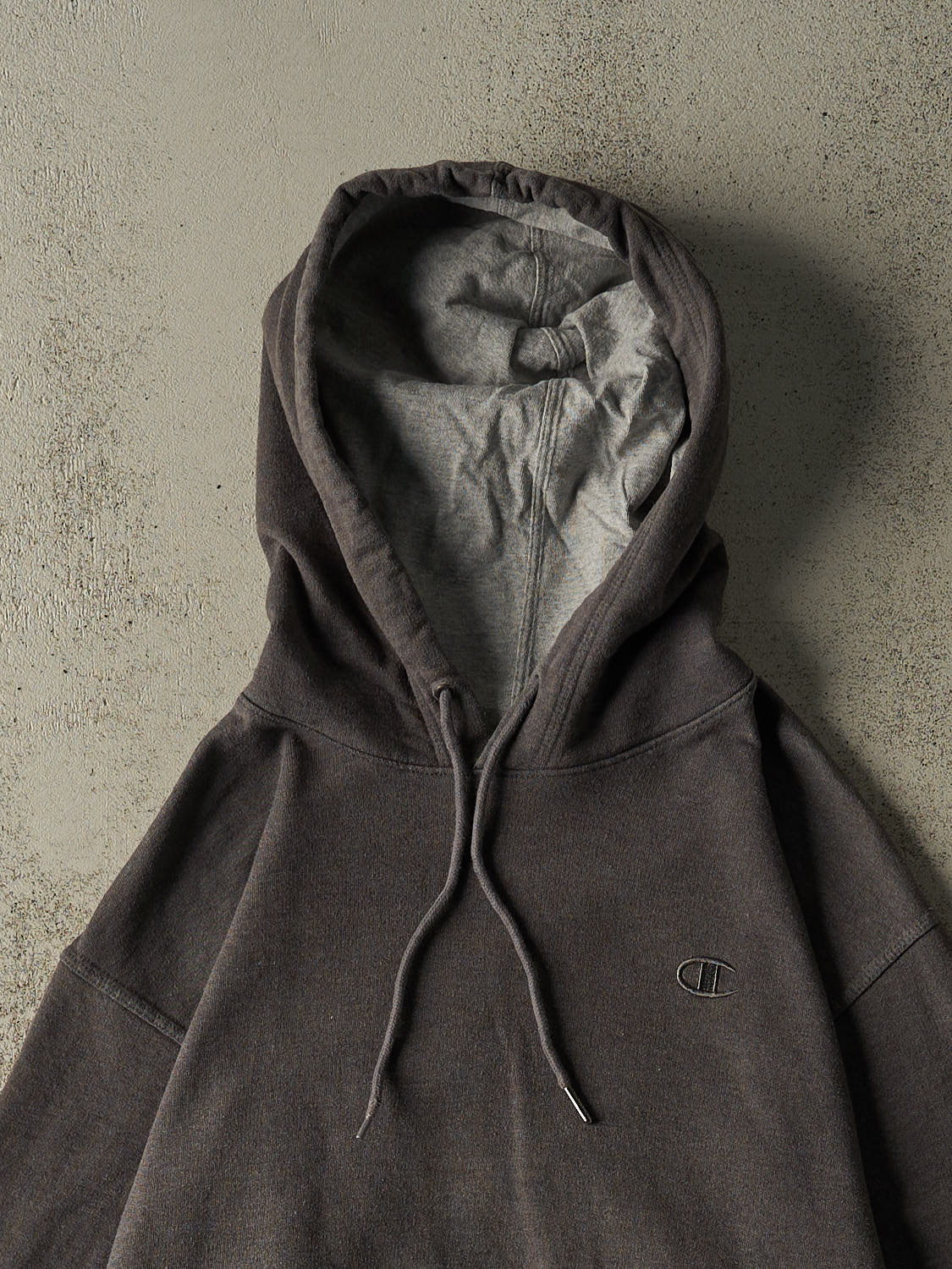 Vintage Y2K Charcoal Grey Champion Embroidered Hoodie (M/L)
