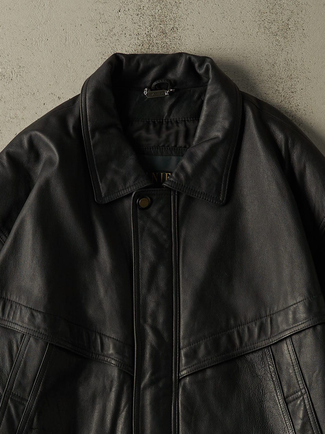 Vintage 90s Black Danier Leather Jacket (XL)