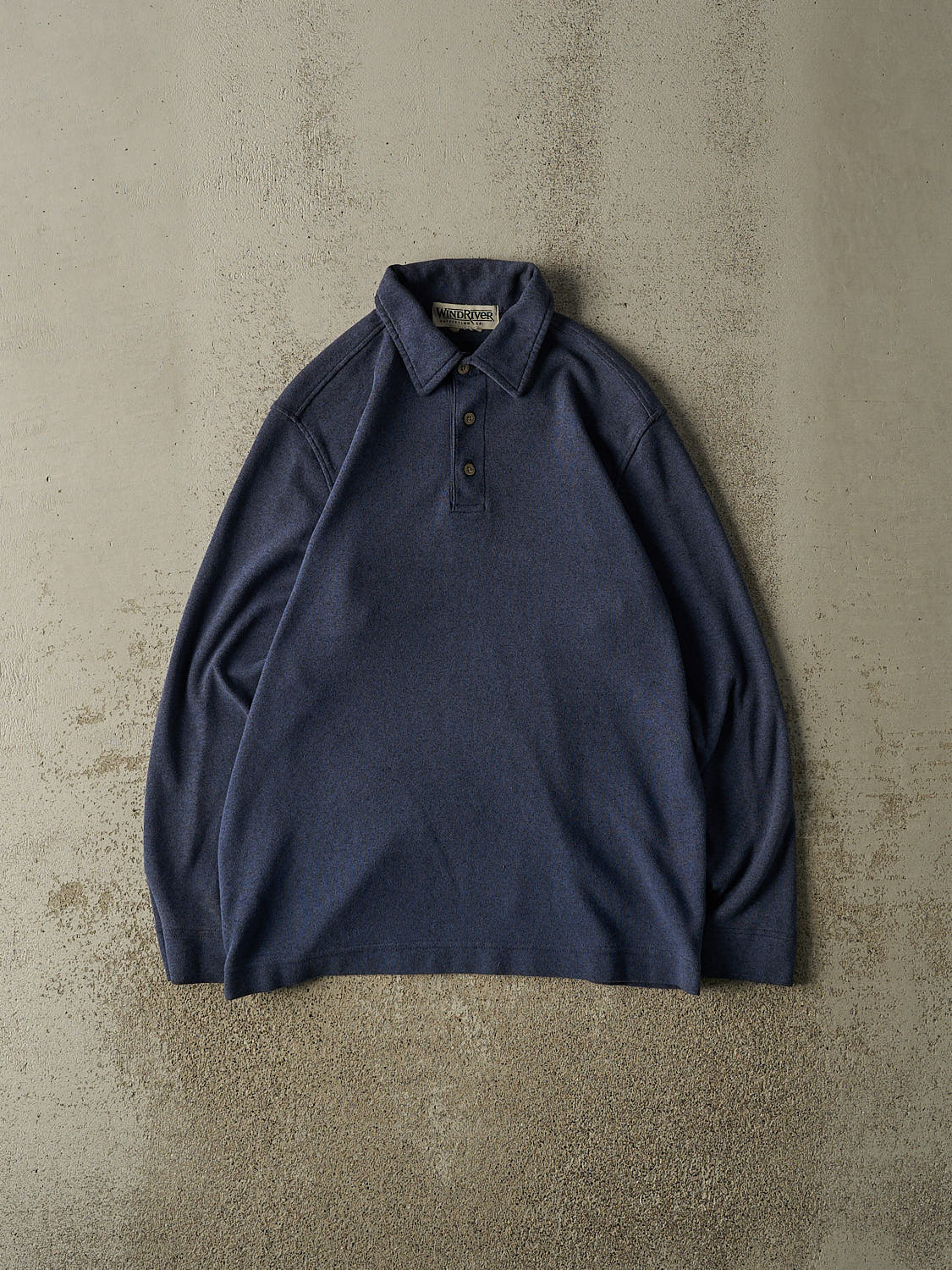 Vintage 90s Navy Blue Wind River Quarter Button Long Sleeve (M)