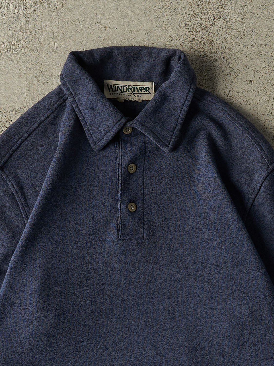 Vintage 90s Navy Blue Wind River Quarter Button Long Sleeve (M)