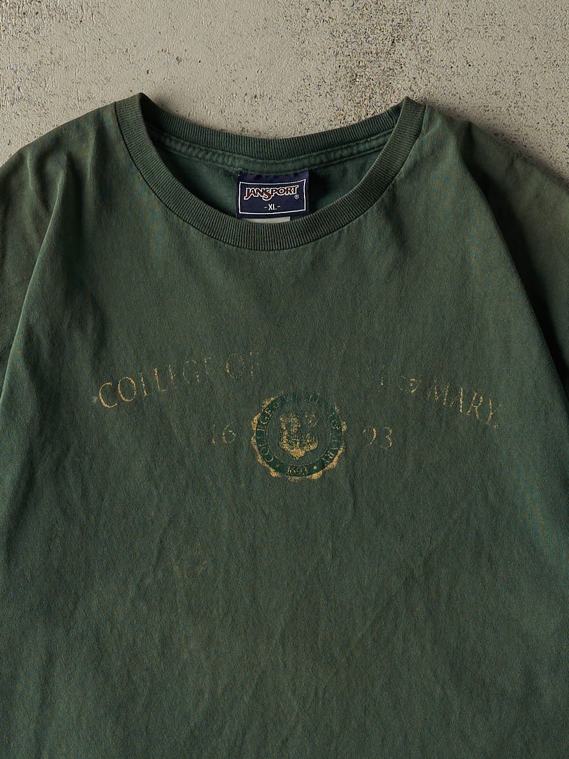 Vintage 90s Sun Faded Green College of William & Mary Tee (XL)
