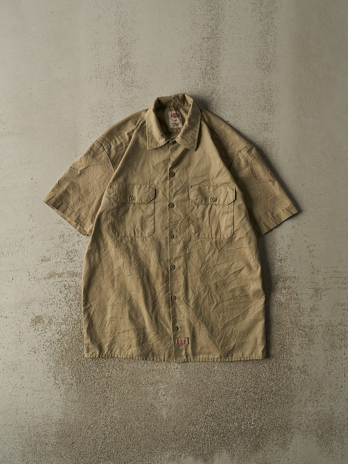 Vintage Y2K Beige Dickies Button Up Tee (L)