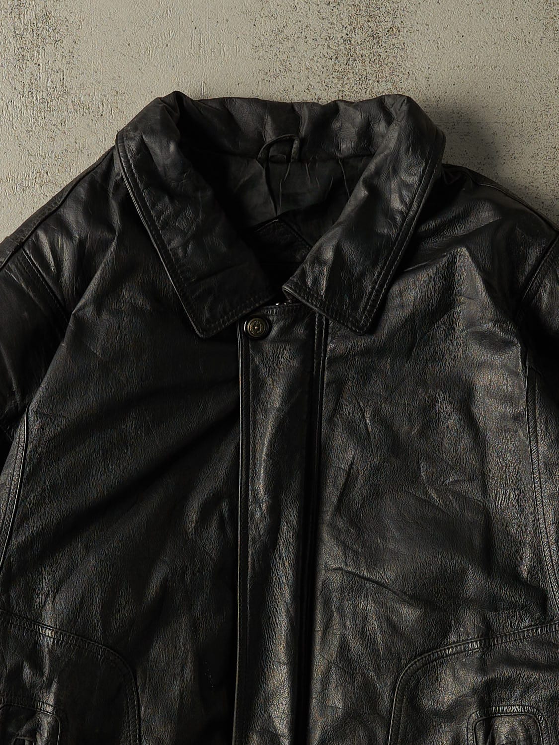 Vintage 90s Black Moores Leather Bomber Jacket (XL/XXL)