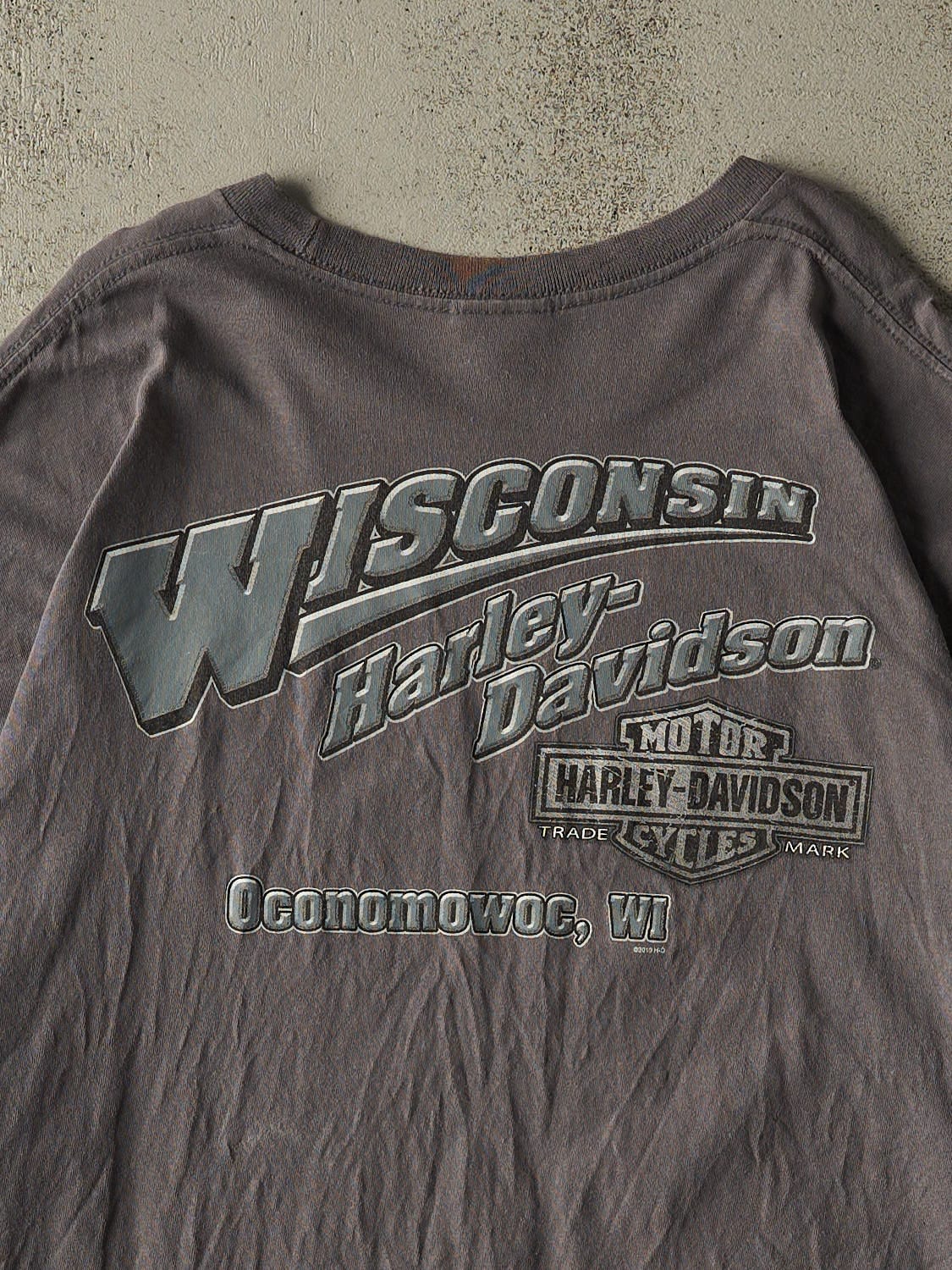 Vintage 10' Charcoal Grey Harley Davidson Wisconsin Tee (XXL/XXXL)