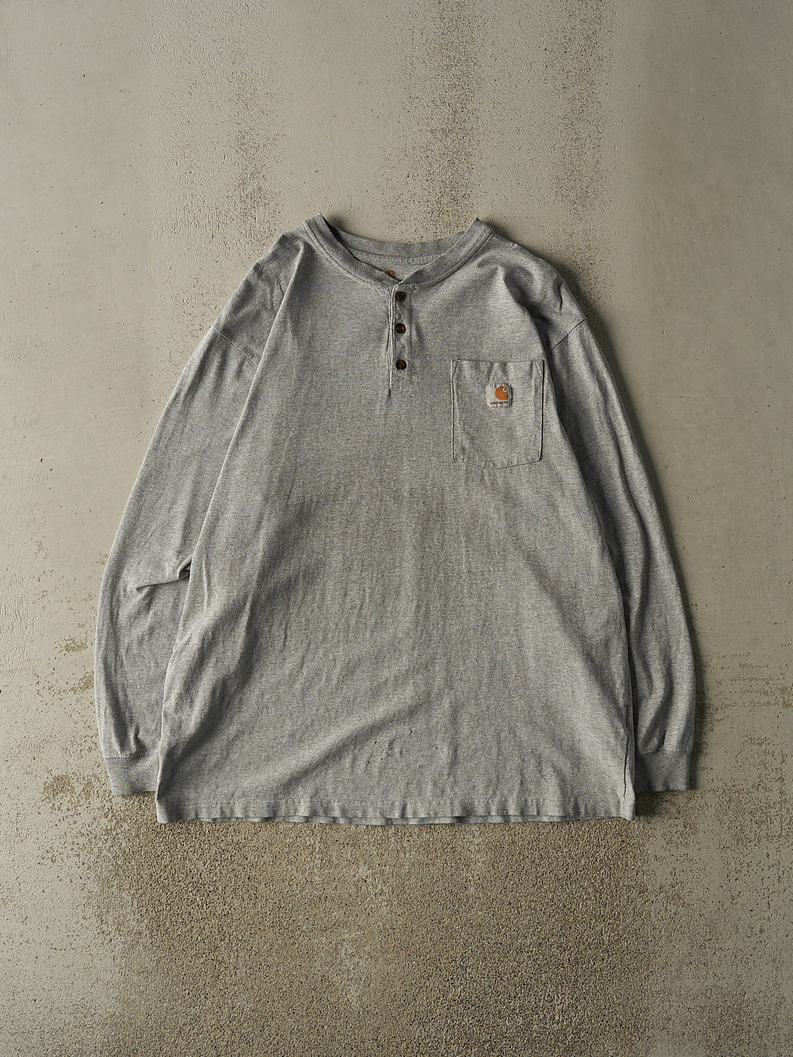 Vintage Y2K Grey Carhartt Quarter Button Long Sleeve (XL/XXL)