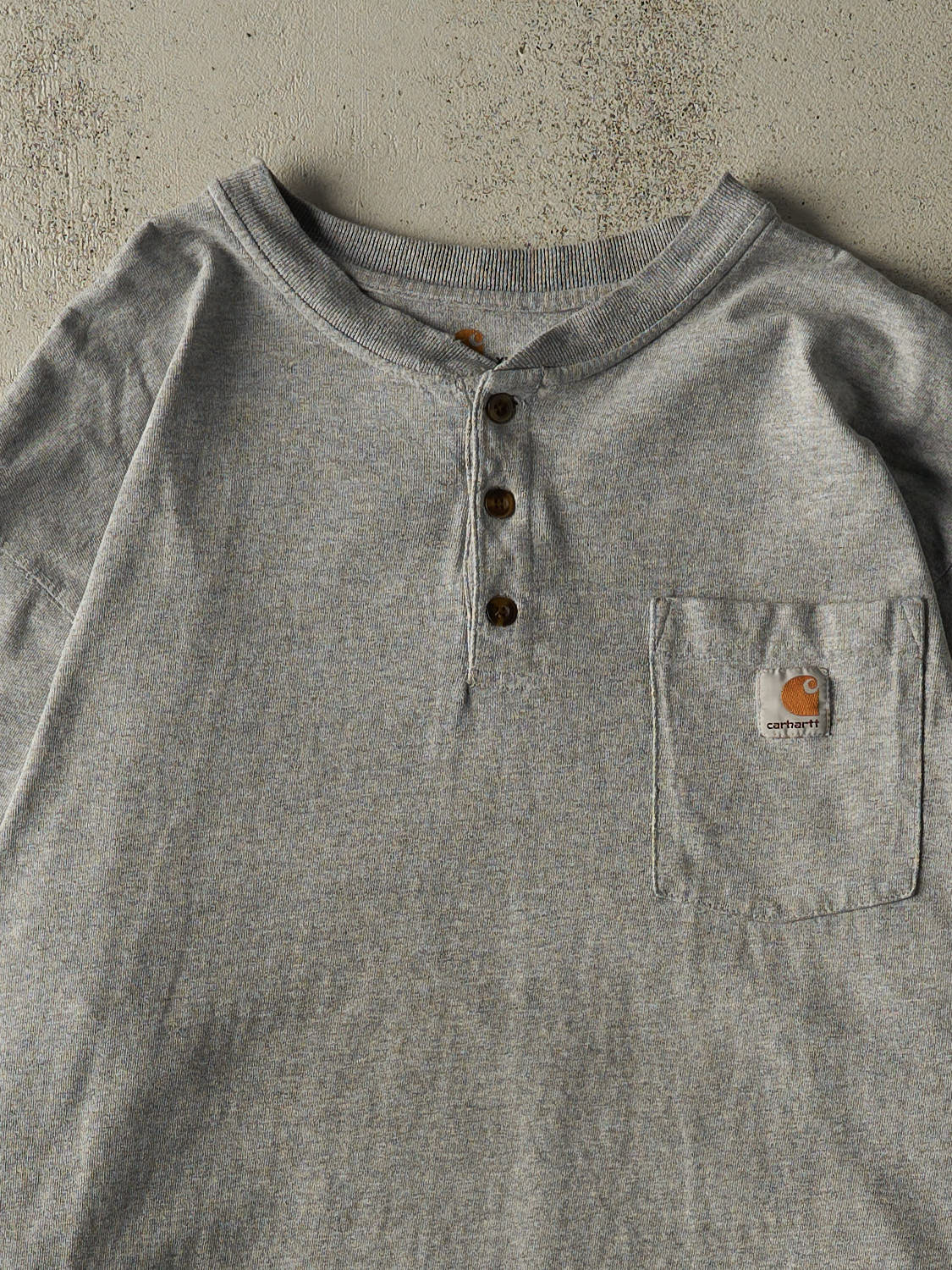Vintage Y2K Grey Carhartt Quarter Button Long Sleeve (XL/XXL)