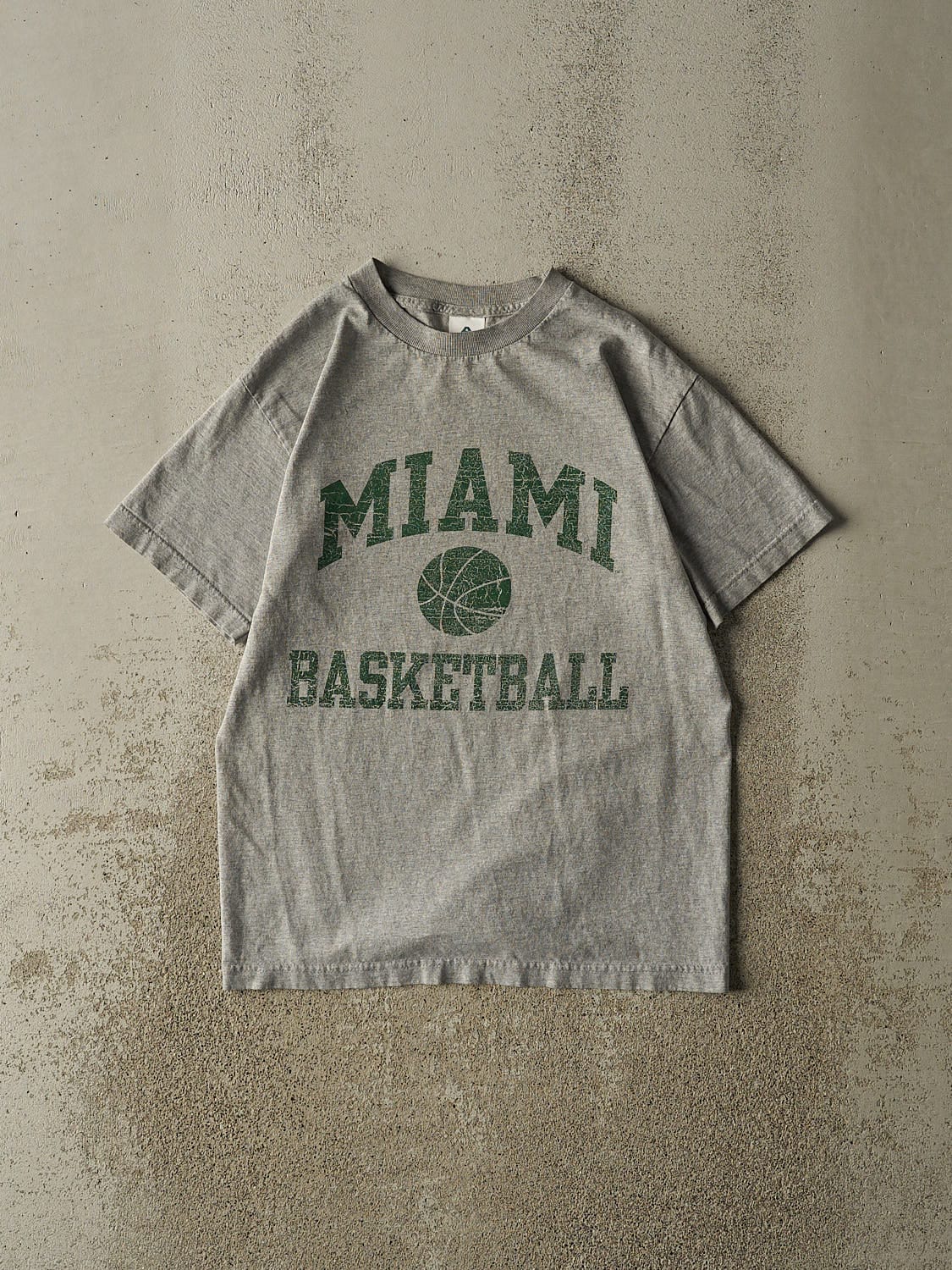 Vintage Y2K Grey Miami Basketball Tee (S/M)