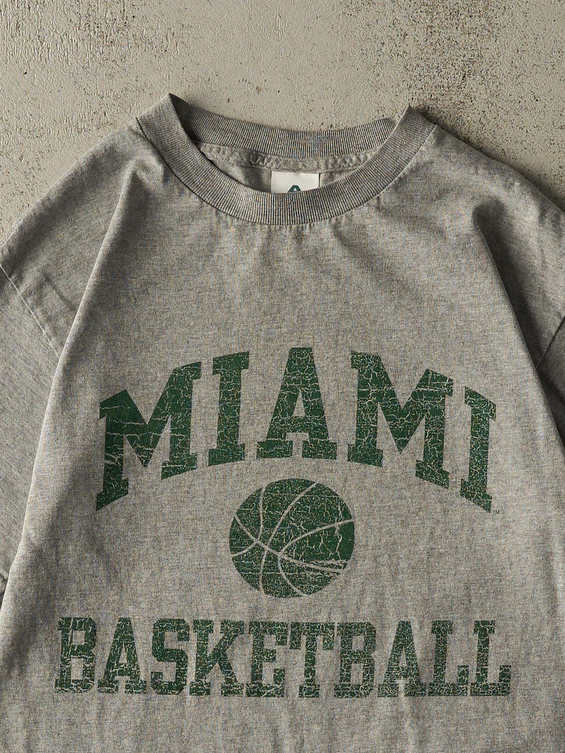 Vintage Y2K Grey Miami Basketball Tee (S/M)