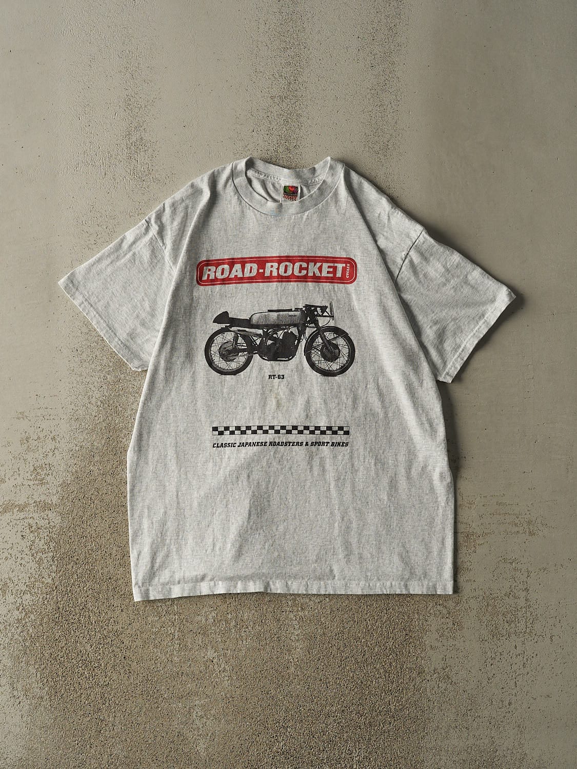 Vintage 90s Heather Grey Road Rocket Japenese Motorcycle Tee (L/XL)