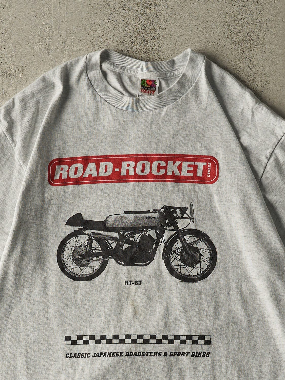 Vintage 90s Heather Grey Road Rocket Japenese Motorcycle Tee (L/XL)
