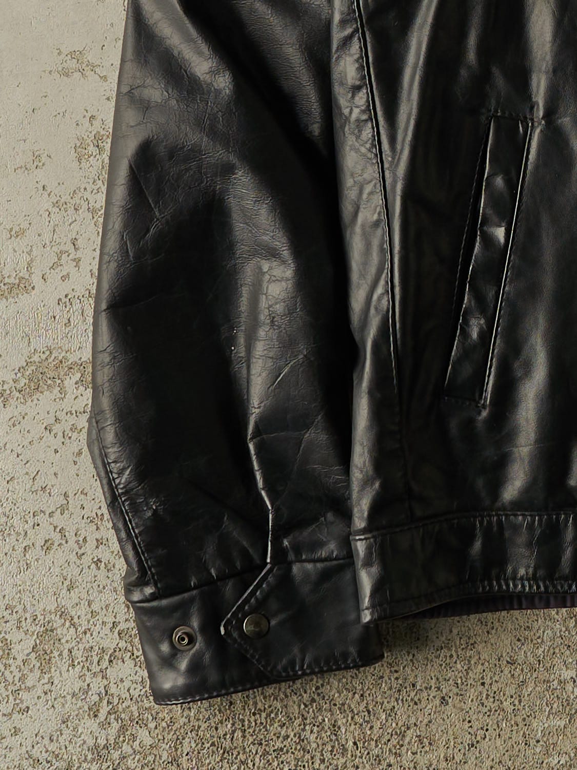 Vintage 90s Black Cafe Racer Style Leather Jacket (S)