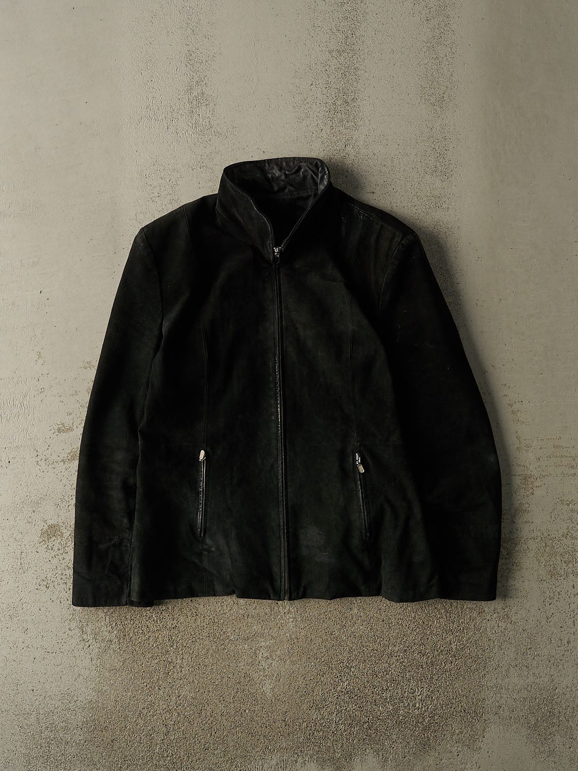 Vintage 90s Black Suede Leather Jacket (L)