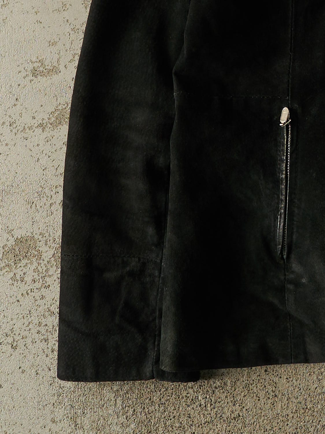 Vintage 90s Black Suede Leather Jacket (L)