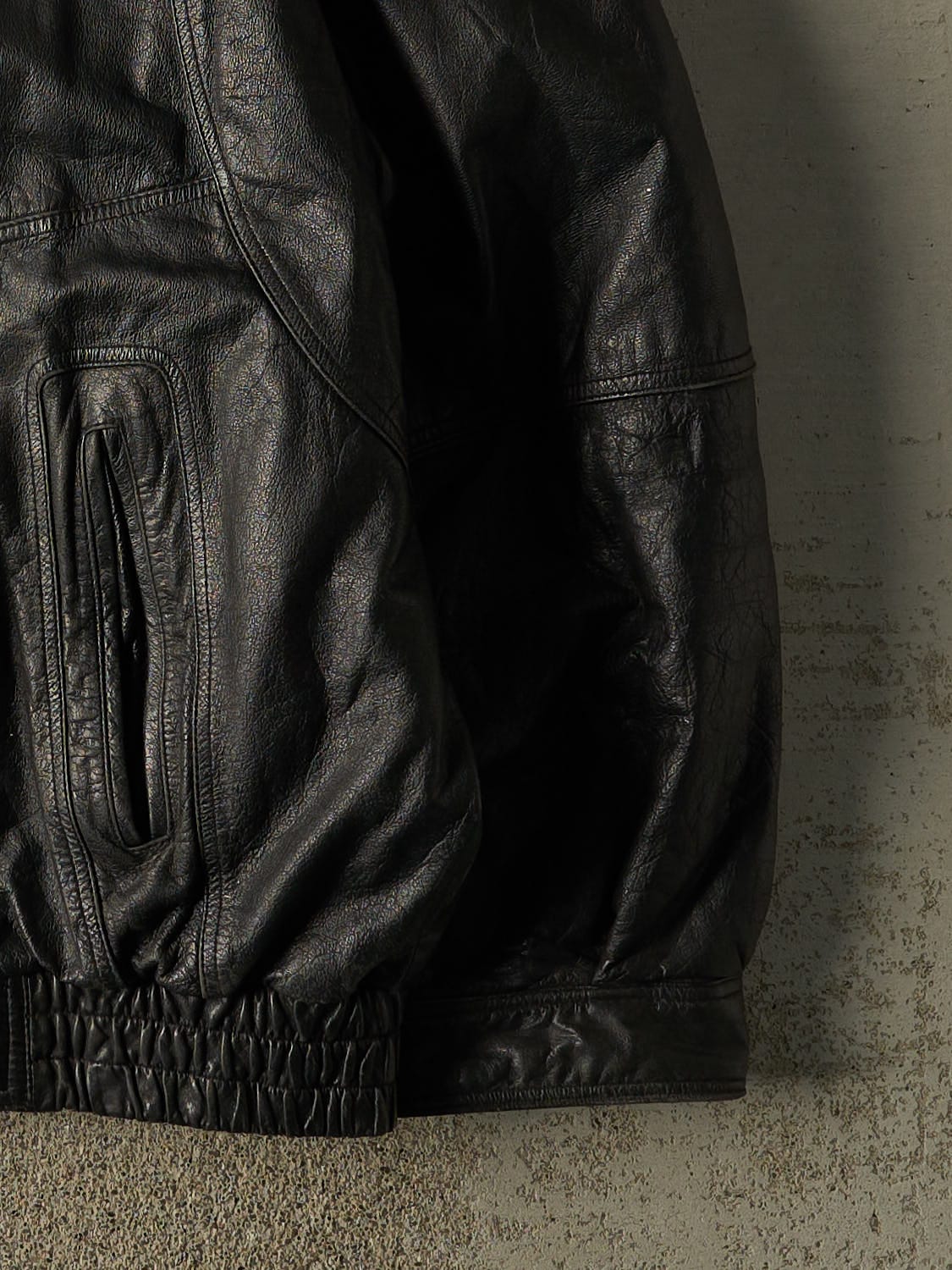 Vintage 90s Black Moores Leather Bomber Jacket (XL/XXL)
