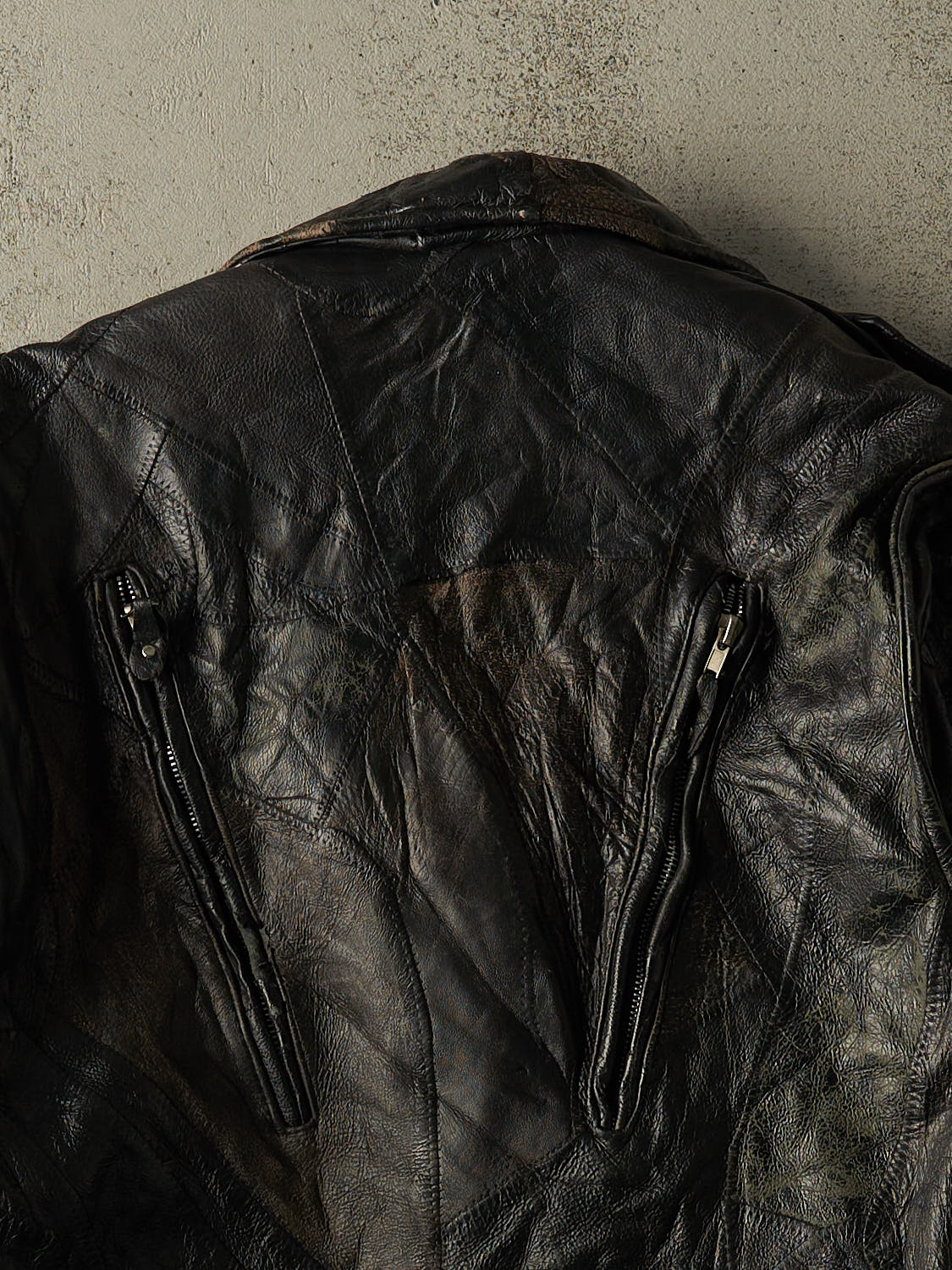 Vintage 80s Black Leather Biker Jacket (XL)