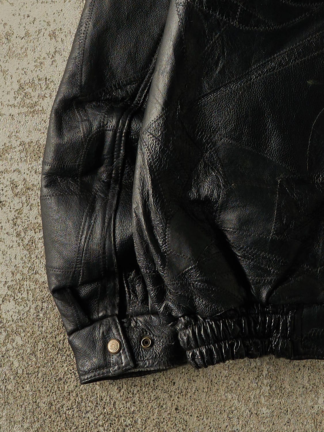 Vintage 90s Black Leather Bomber Jacket (M/L)