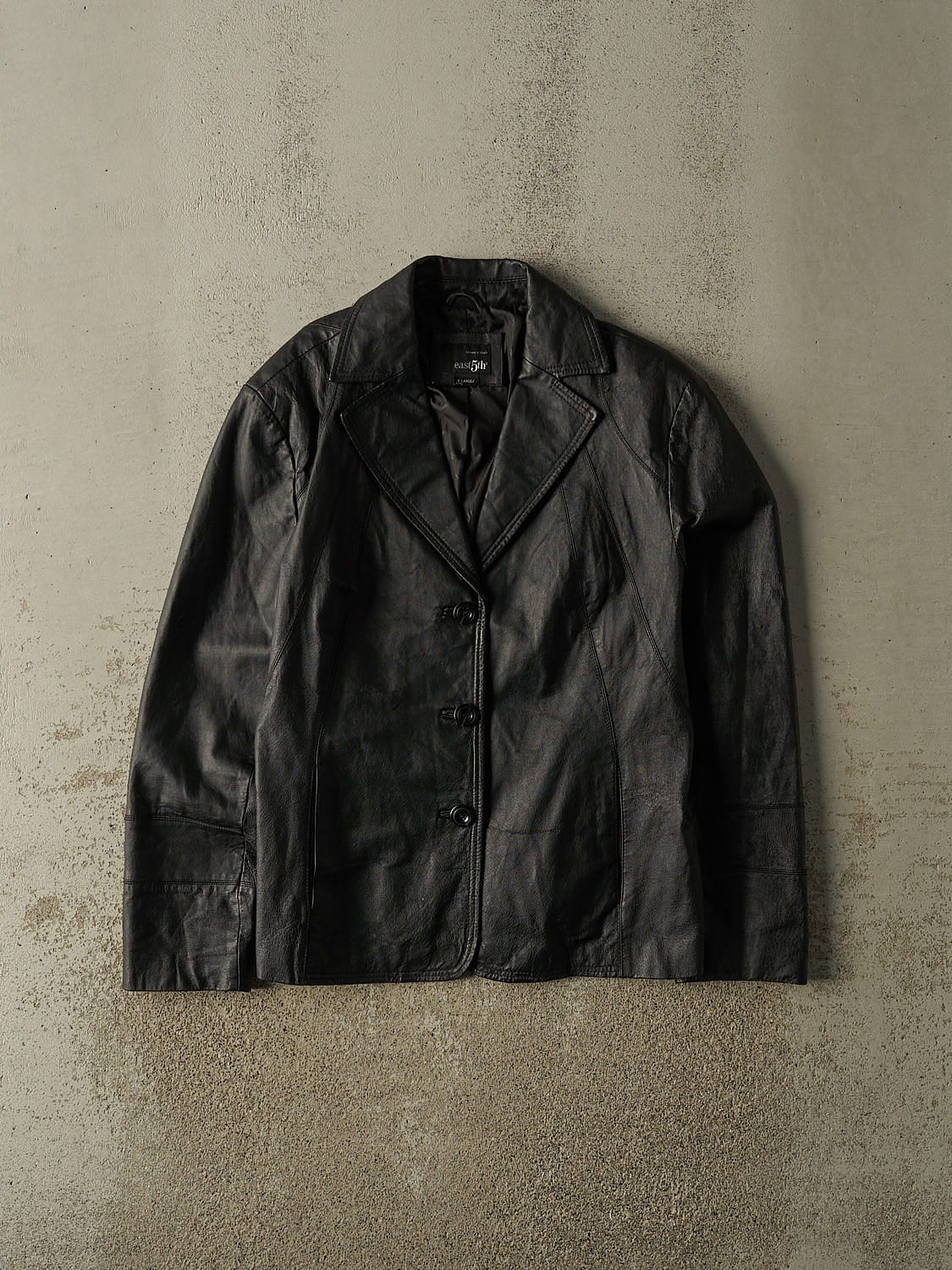 Vintage 90s Black Leather Blazer Coat (S/M)