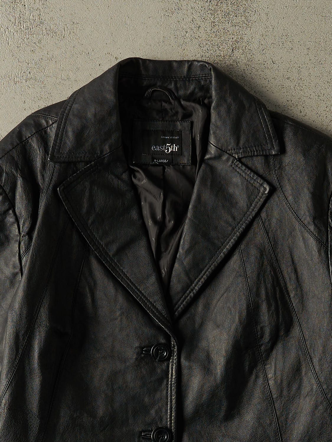 Vintage 90s Black Leather Blazer Coat (S/M)