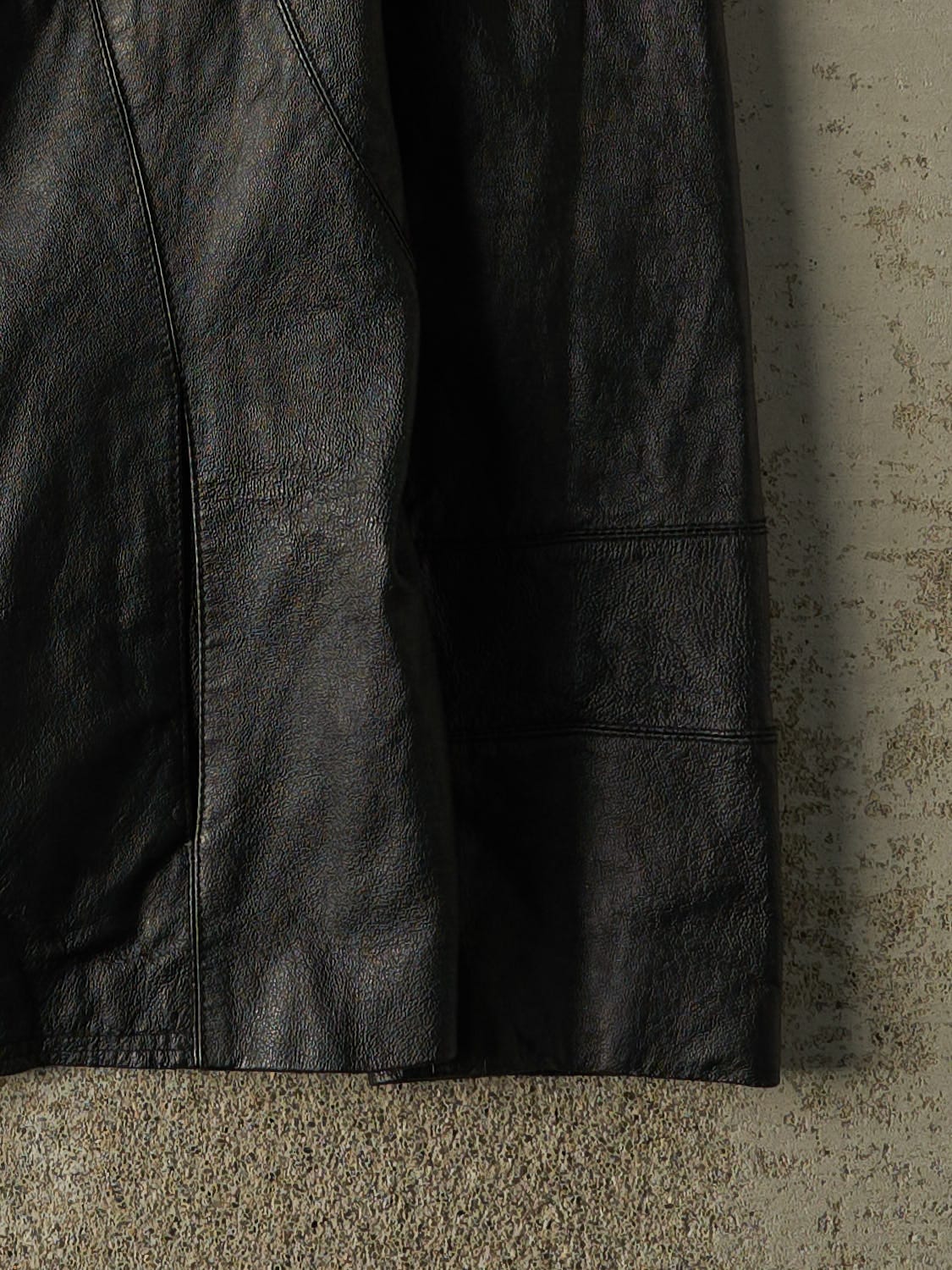 Vintage 90s Black Leather Blazer Coat (S/M)