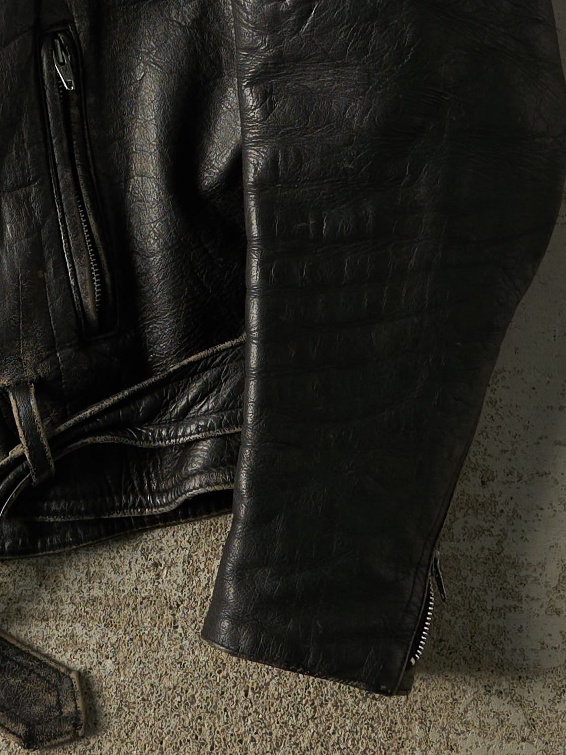 Vintage 90s Black Leather Biker Jacket (S/M)