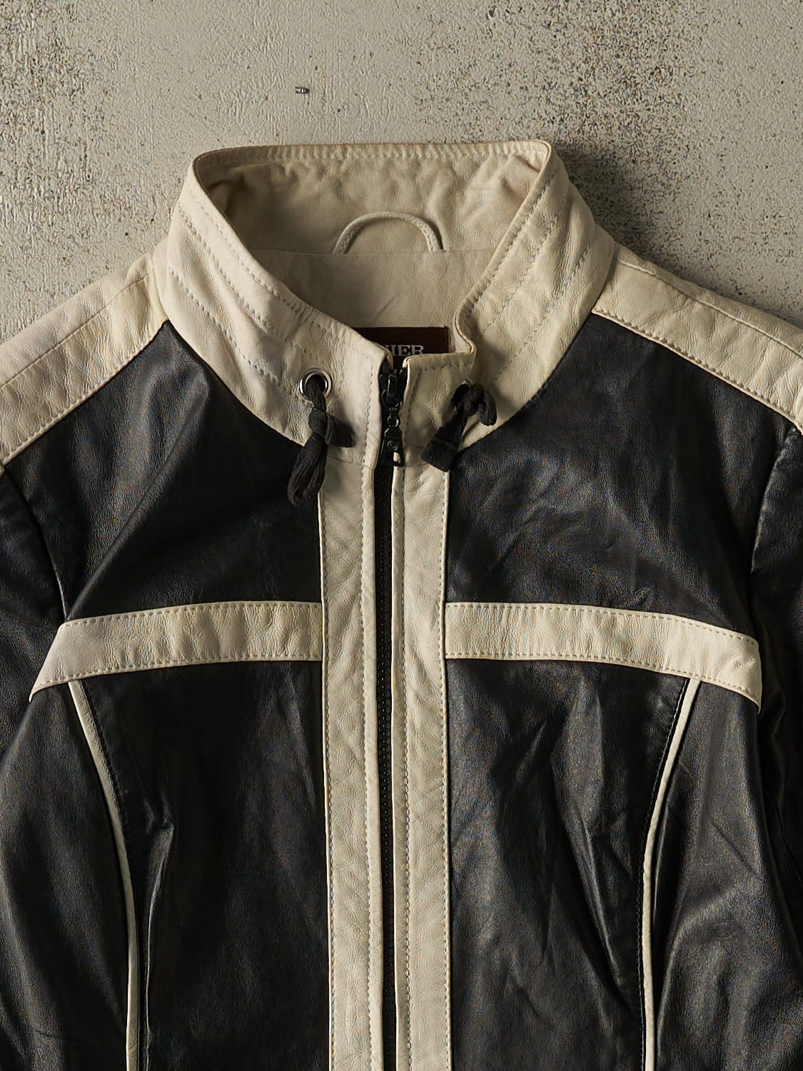 Vintage Y2K Black Danier Cafe Racer Leather Jacket (XXS/XS)