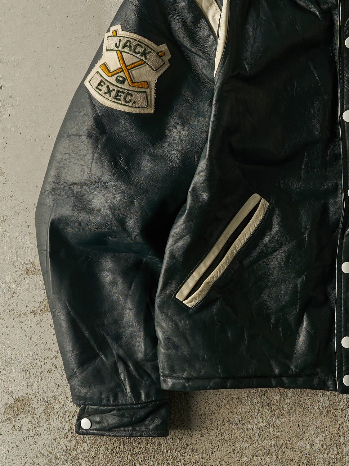 Vintage 86' Green Georgetown Varsity Leather Jacket (M/L)