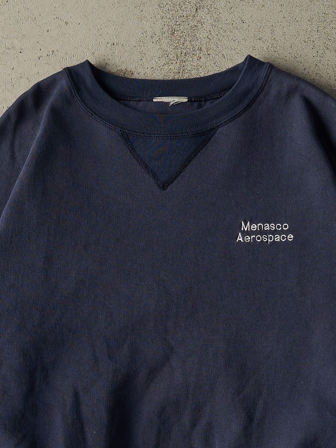 Vintage Y2K Navy Blue Embroidered Crewneck (M/L)