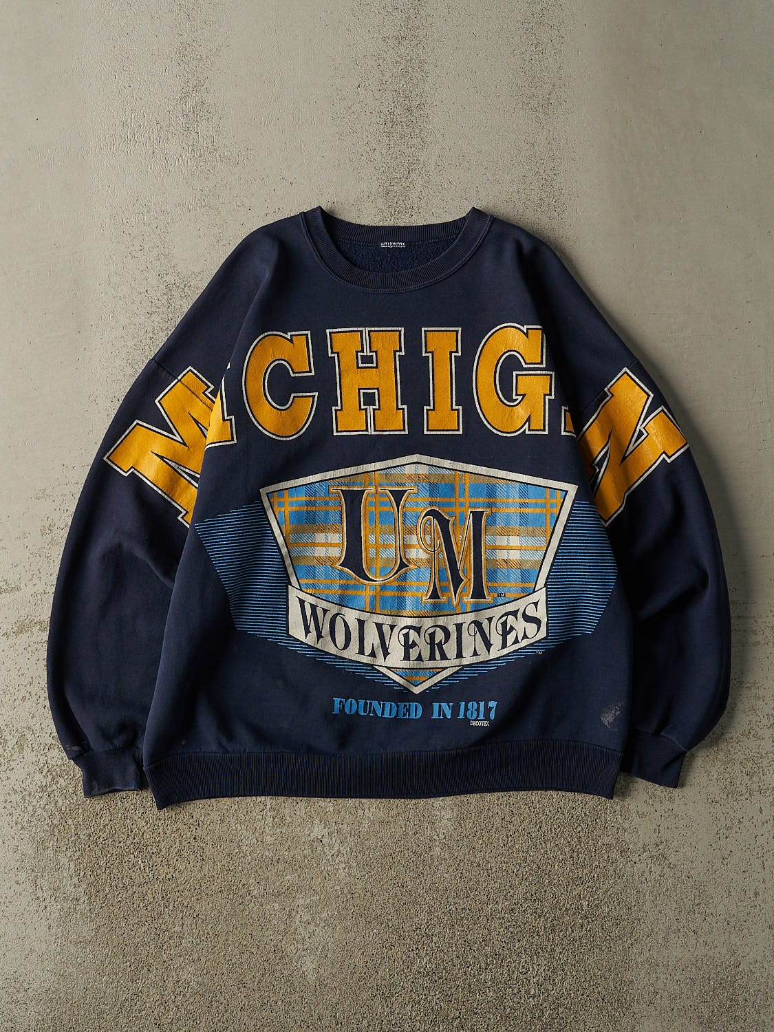 Vintage 90s Navy Blue University of Michigan Wolverines Crewneck (L/XL)