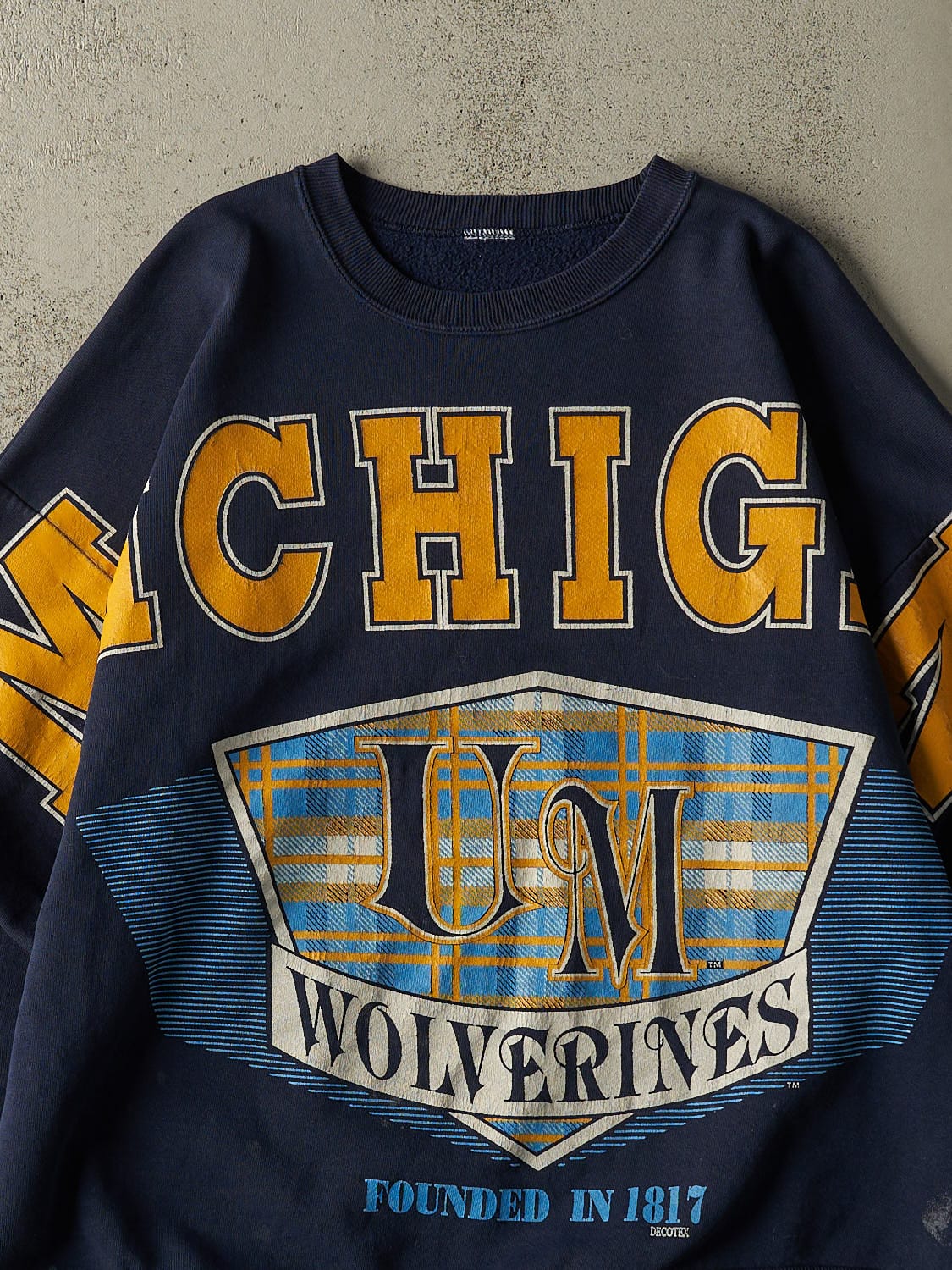 Vintage 90s Navy Blue University of Michigan Wolverines Crewneck (L/XL)