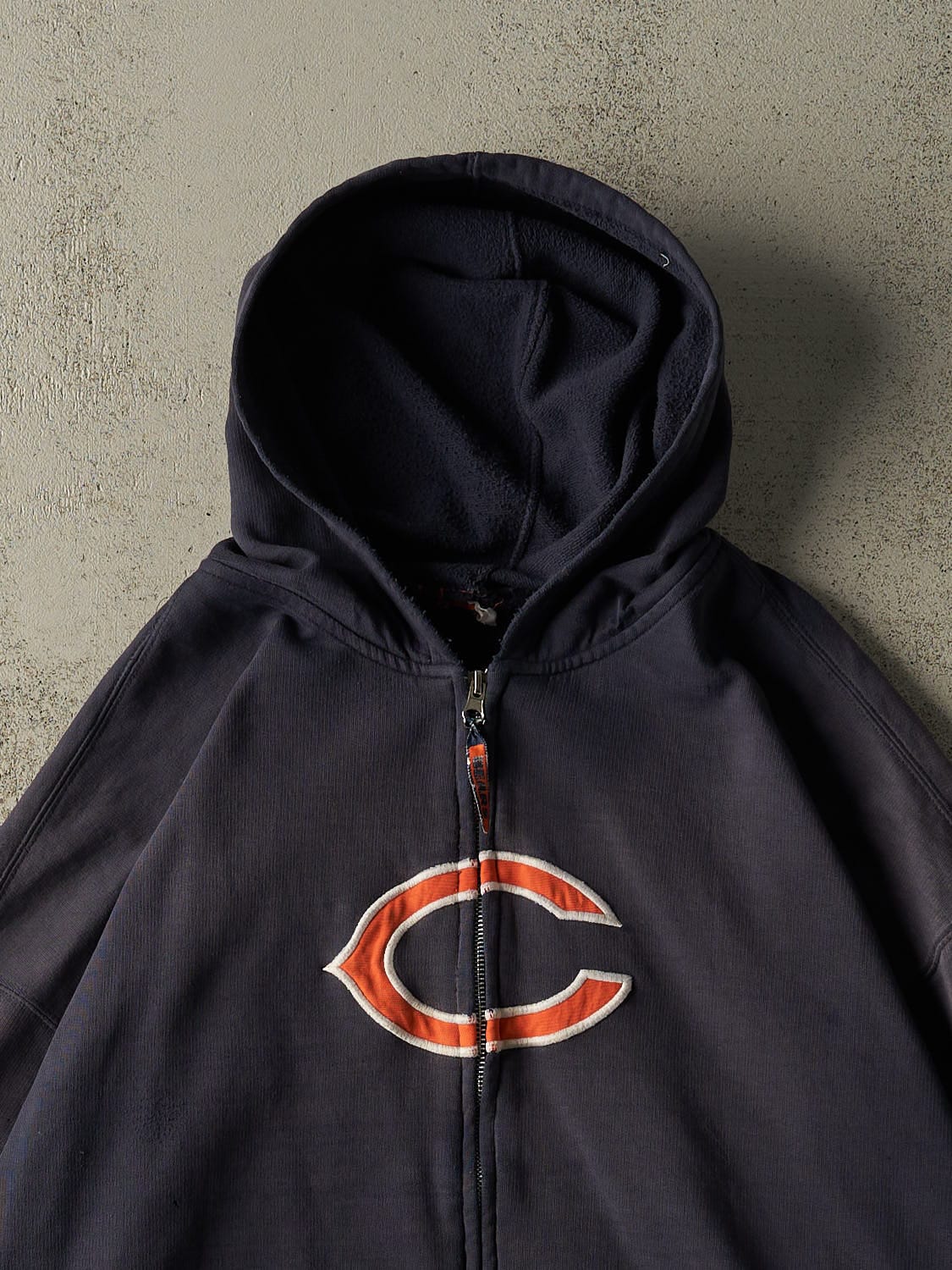 Vintage Y2K Navy Blue Chicago Bears Zip Up Hoodie (XXL)