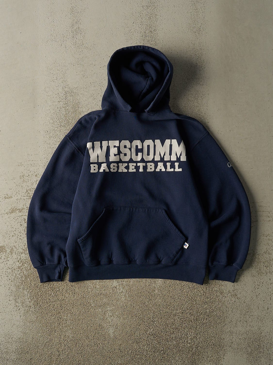 Vintage 90s Navy Blue Russell Athletic Wescomm Basketball Hoodie (S/M)