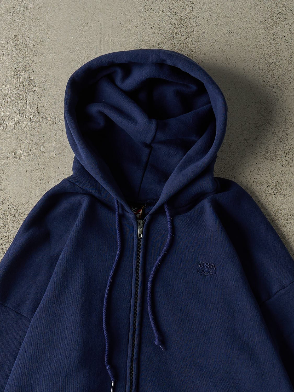Vintage 90s Navy Blue USA Olympic Zip Up Hoodie (L/XL)
