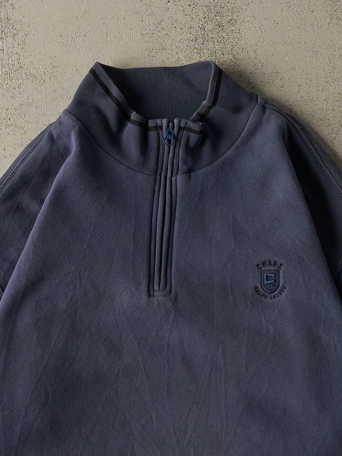 Vintage 90s Navy Blue Chaps Quarter Zip Sweater (XXL)