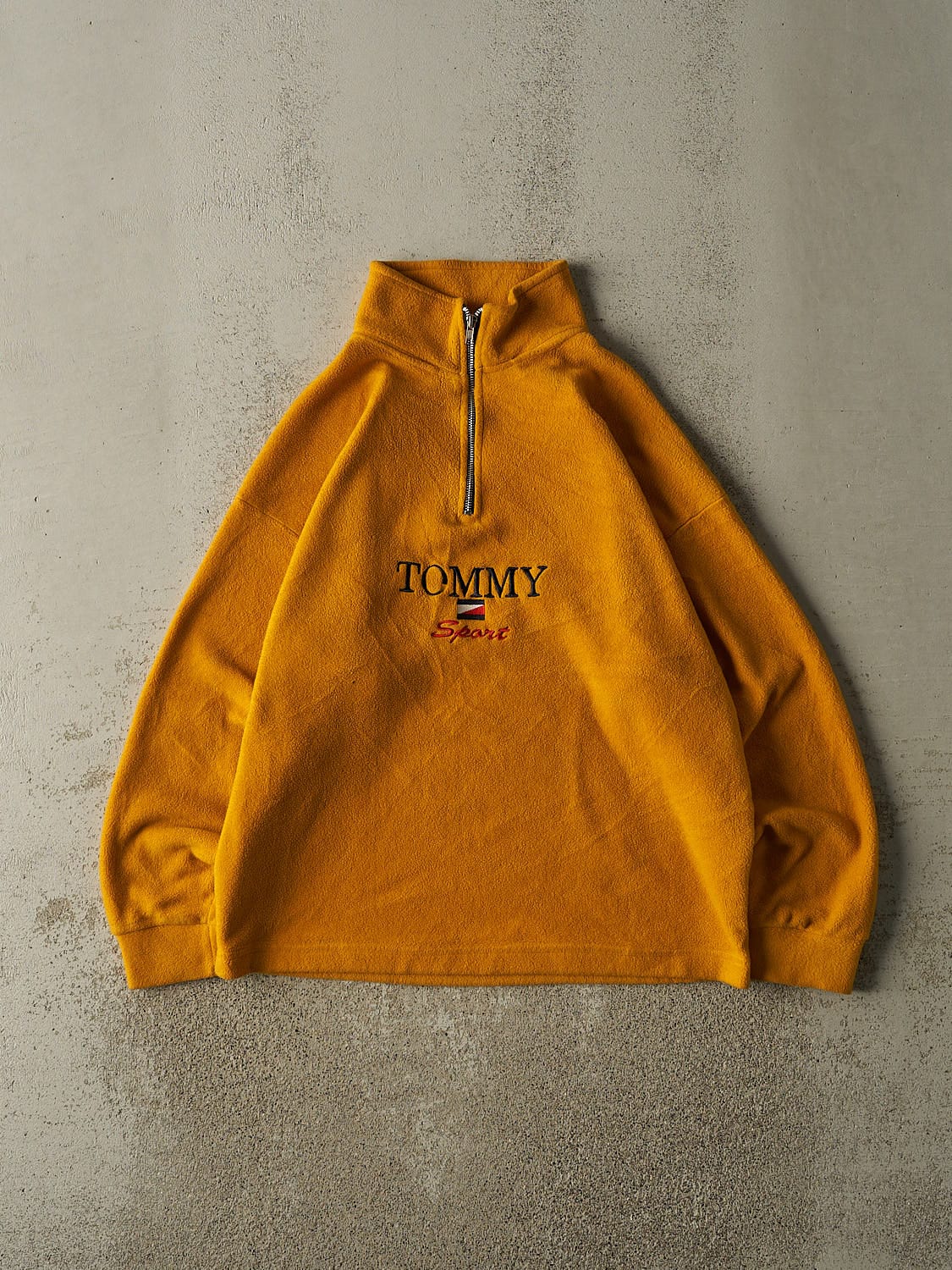 Vintage 90s Yellow Tommy Sport Bootleg Quarter Zip Fleece (L/XL)
