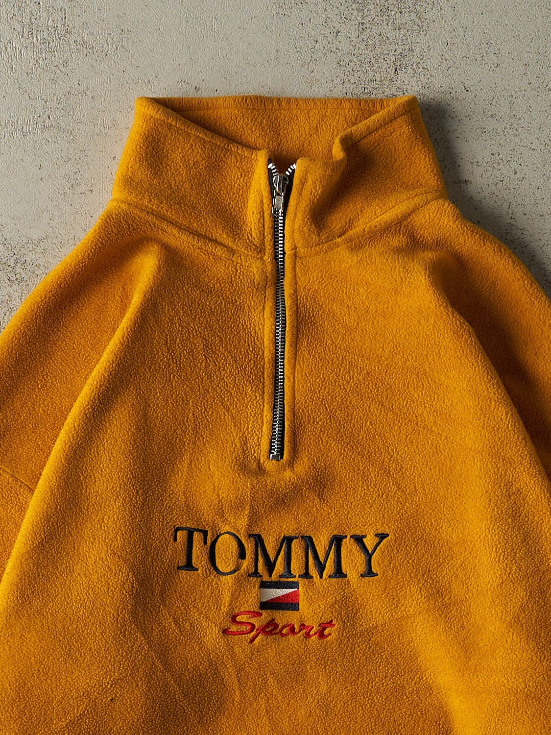 Vintage 90s Yellow Tommy Sport Bootleg Quarter Zip Fleece (L/XL)