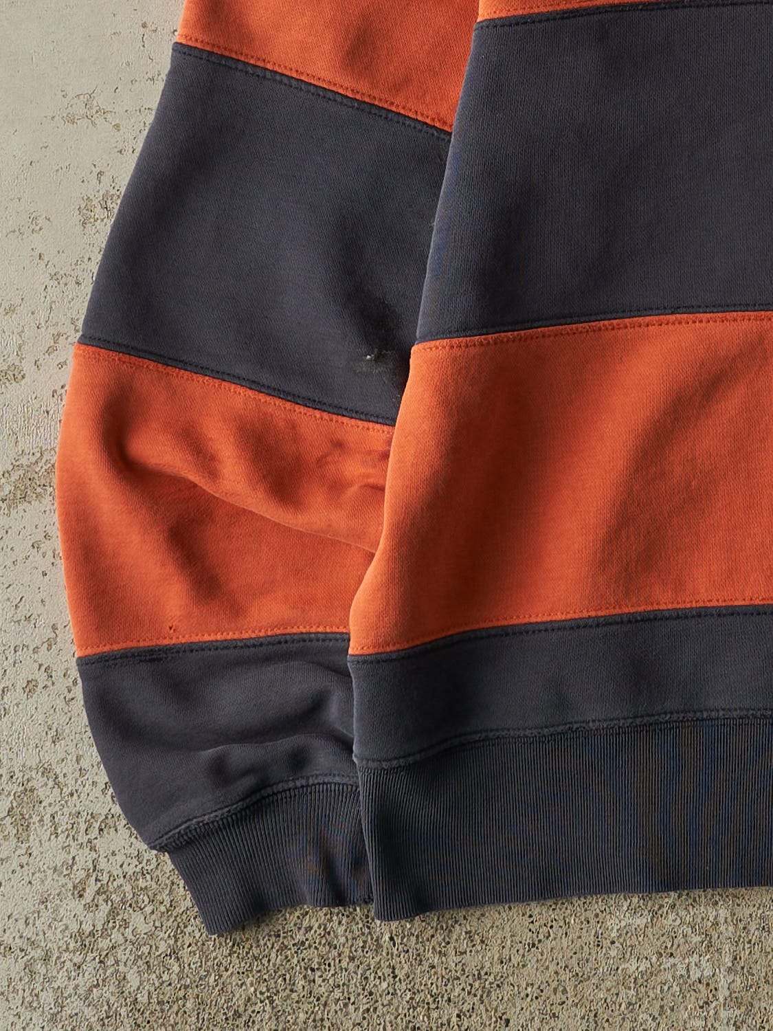Vintage Y2K Orange & Navy Tommy Hilfiger Striped Crewneck (S)