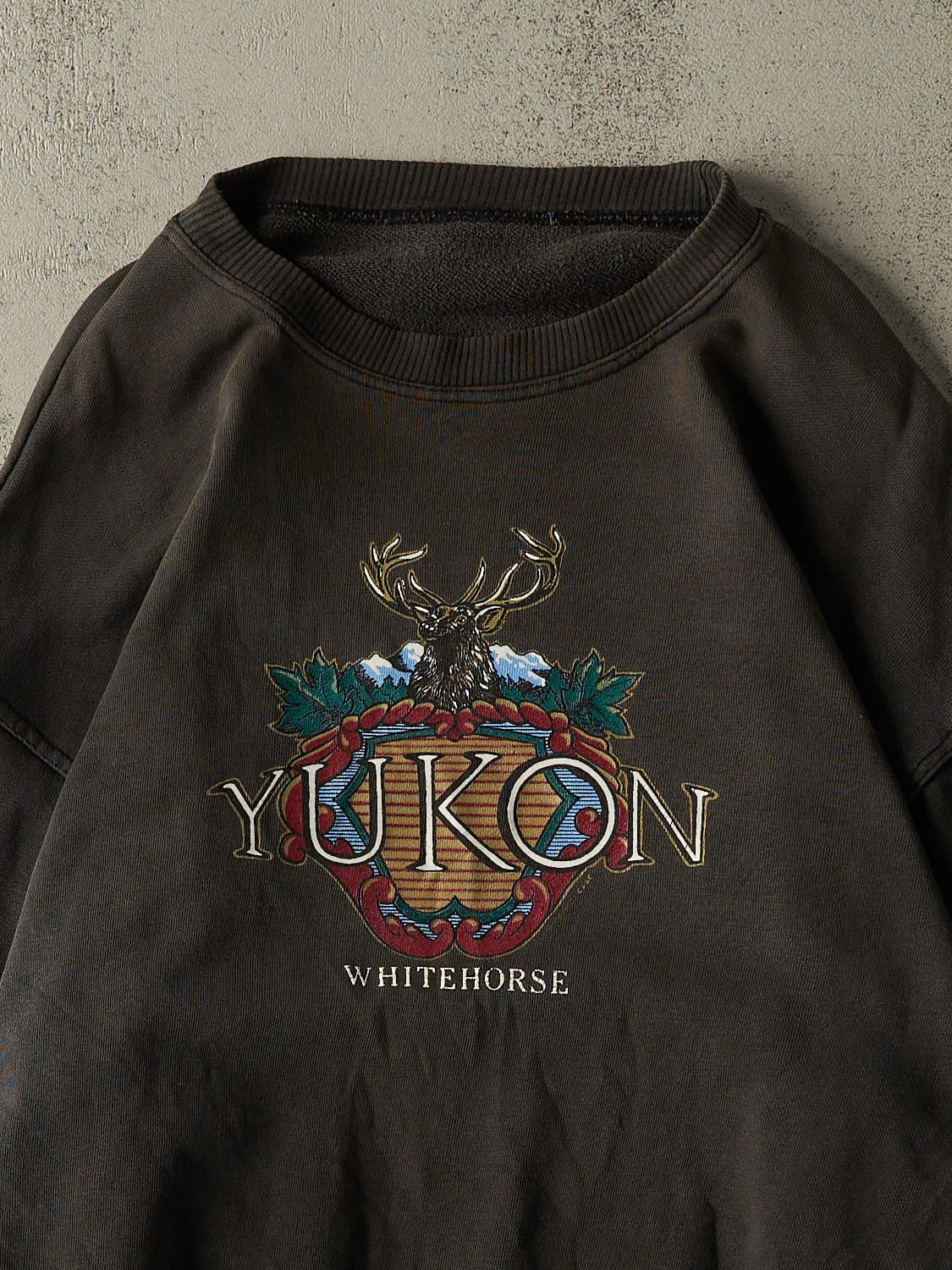 Vintage 90s Faded Black Yukon Crewneck (XXL)