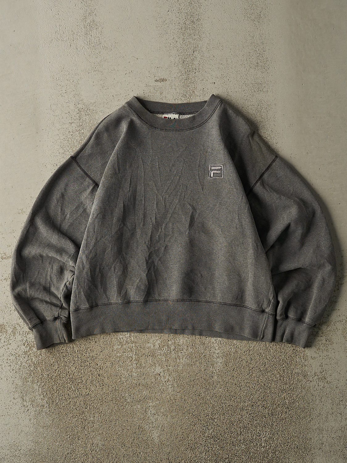 Vintage 90s Grey Fila Embroidered Crewneck (S/M)