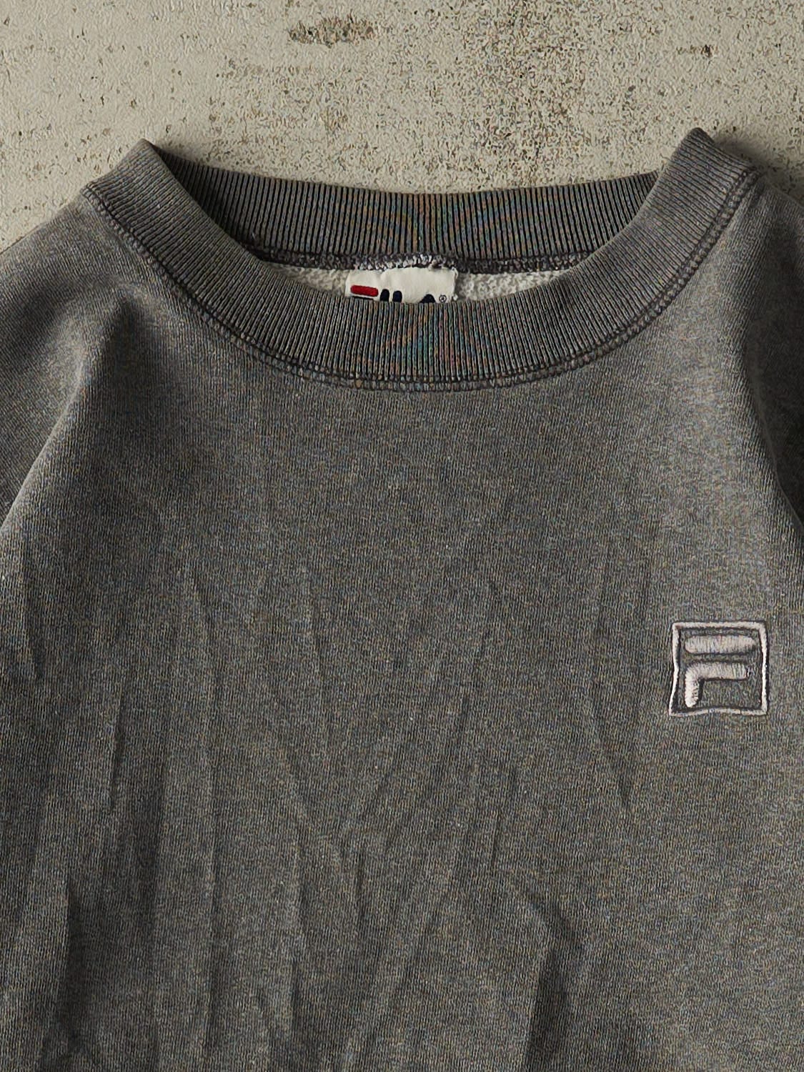 Vintage 90s Grey Fila Embroidered Crewneck (S/M)