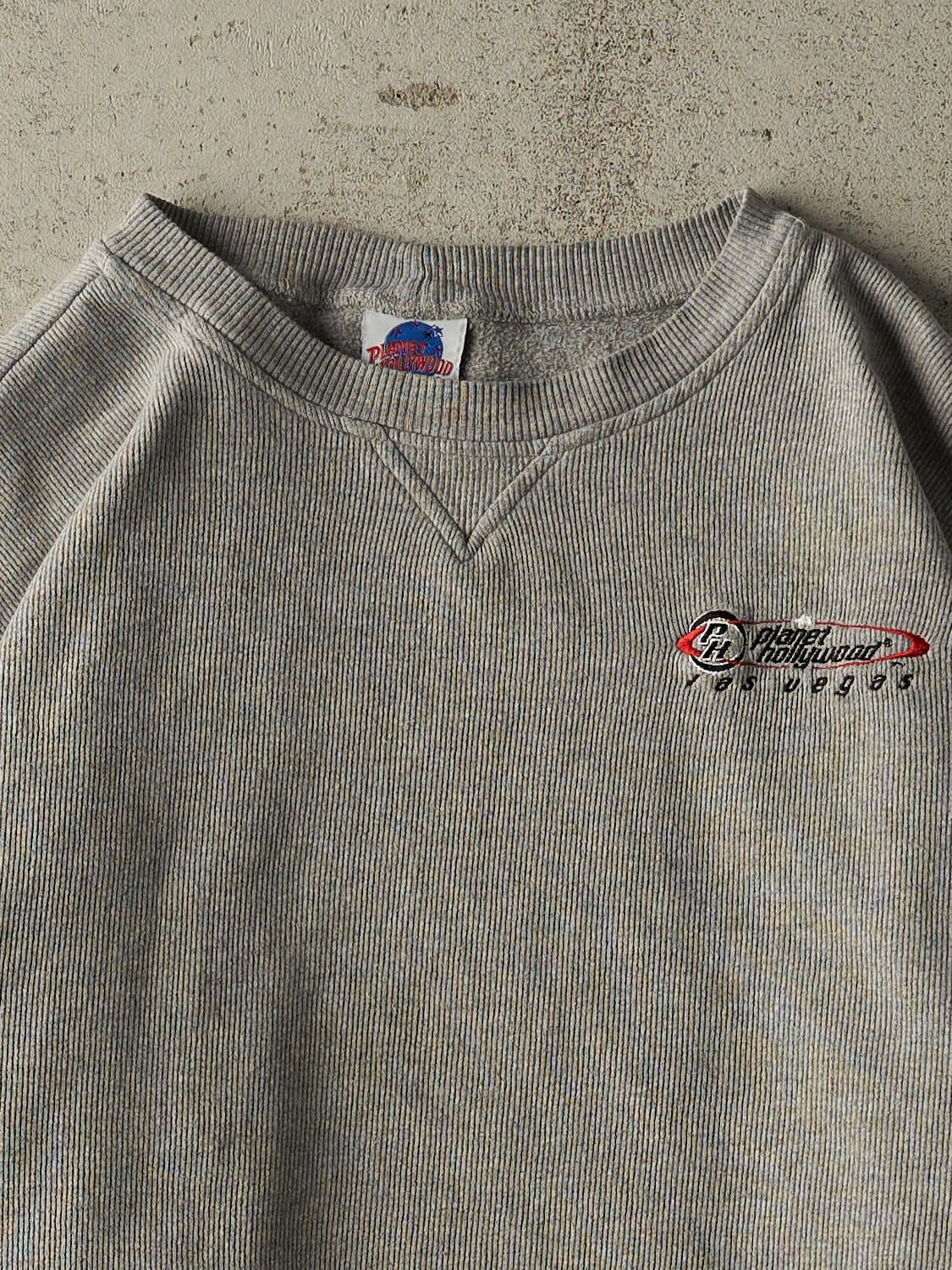 Vintage 90s Grey Planet Hollywood Las Vegas Lightweight Crewneck (L/XL)