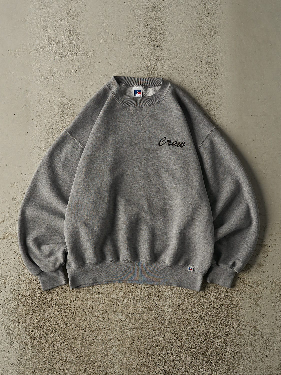 Vintage 90s Grey Russell Athletic Embroidered Crewneck (M/L)