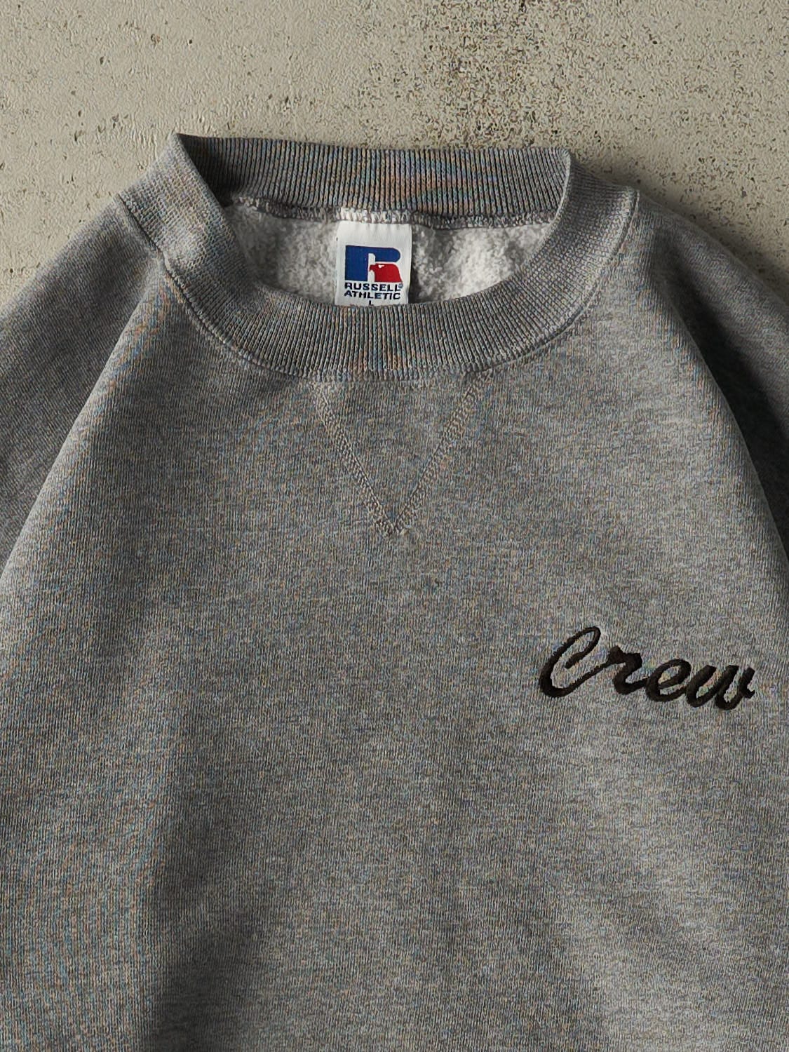 Vintage 90s Grey Russell Athletic Embroidered Crewneck (M/L)