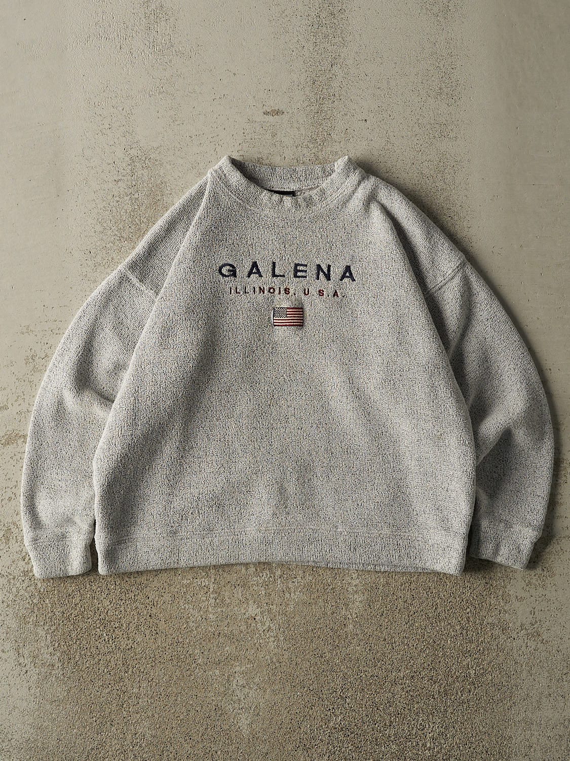 Vintage 90s Grey Galena IL Textured Crewneck (S)