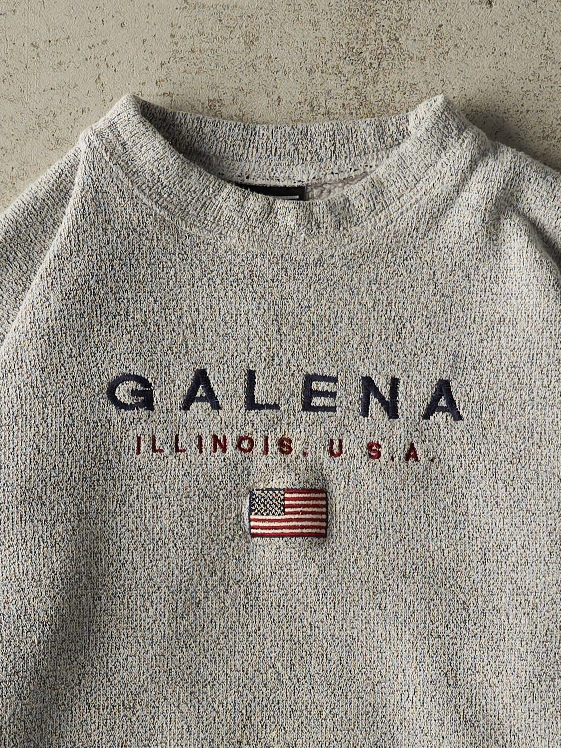 Vintage 90s Grey Galena IL Textured Crewneck (S)