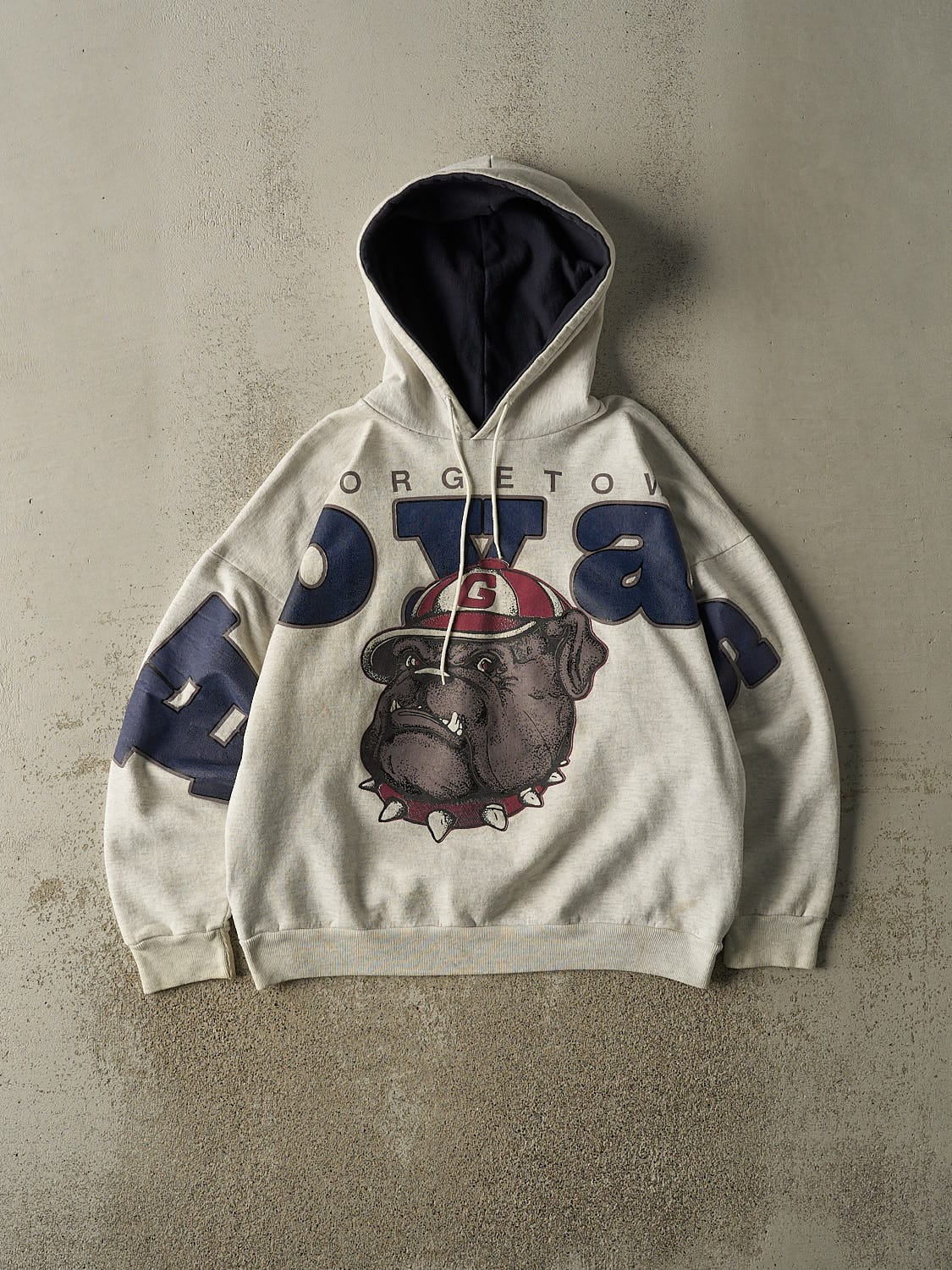 Vintage 90s Heather Grey Georgetown Hoyas Hoodie (M)
